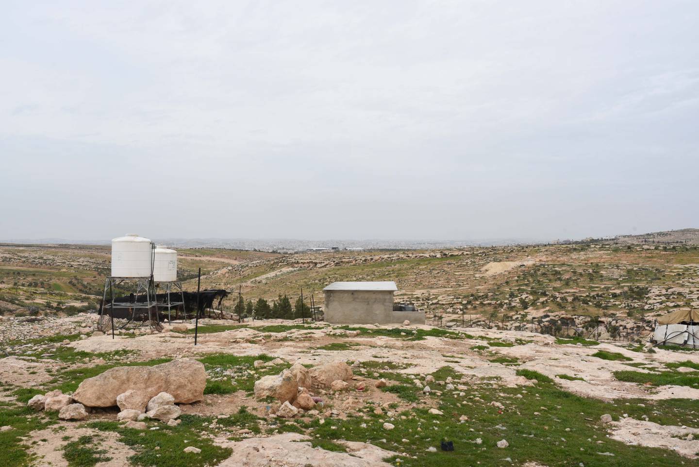 The view across the southern West Bank from Shib Al Butum, a Palestinian village. Rosie Scammell / The National