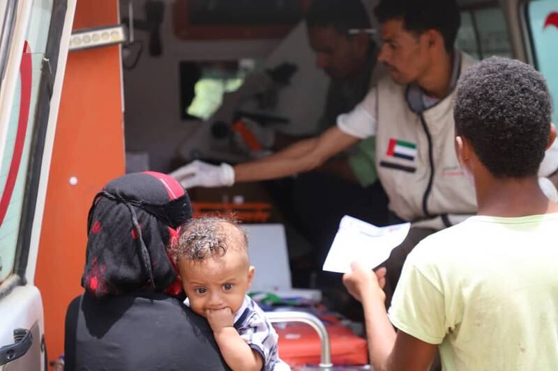 The Emirates Red Crescent's mobile clinic serving Yemeni citizens in Hadramawt Governorate. The Yemen health programmes follow a directive from President Sheikh Mohamed. More than $6.3 billion of aid has been sent to Yemen since 2015.