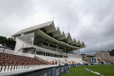 WELLINGTON, NEW ZEALAND - MARCH 12: Clouds hang over the ground prior to play during day five of the second test match in the series between New Zealand and Bangladesh at Basin Reserve on March 12, 2019 in Wellington, New Zealand. (Photo by Hagen Hopkins/Getty Images)