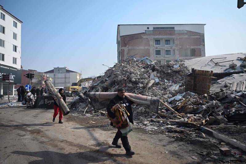 Collapsed buildings in the Elbistan district of Kahramanmaras. AFP