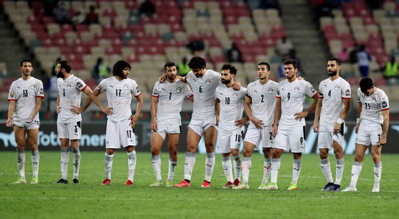 Egypt players during the penalty shootout. Reuters