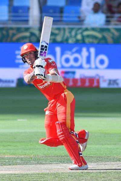 Islamabad United, in red, in action against Multan Sultans during the Pakistan Super League march in Dubai on Saturday, February 16. Courtesy Pakistan Cricket Board