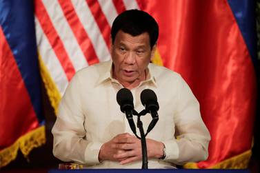 Philippine President Rodrigo Duterte speaks during a joint press conference with Malaysia Prime Minister Mahathir Mohamad (not pictured) at the Malacanang Presidential Palace in Manila, Philippines, 07 March 2019. EPA