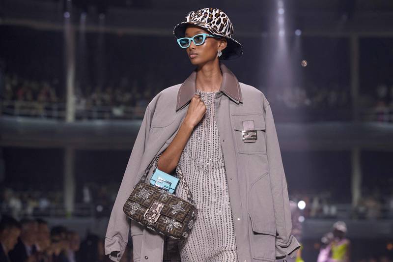 Leopard bucket hats and colourful sunglasses modelled at Fendi's NYFW show. AFP