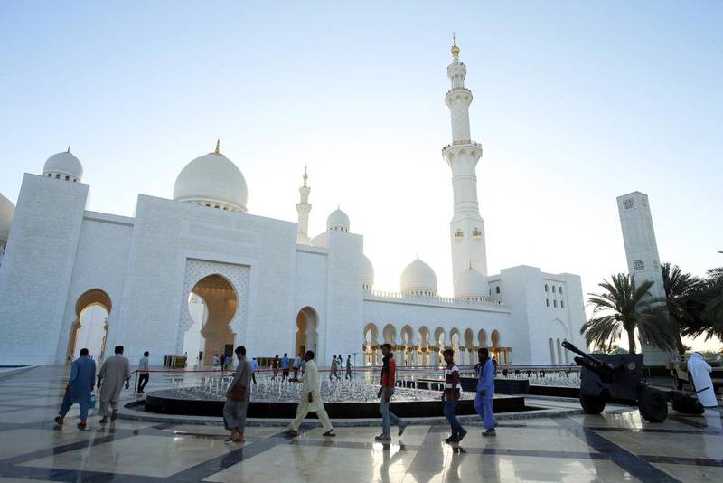 The Sheikh Zayed Grand Mosque in Abu Dhabi. Al Isra Wa Al Miraj will fall on Wednesday but it will not be marked with a public holiday in the UAE this year. Chris Whiteoak for The National