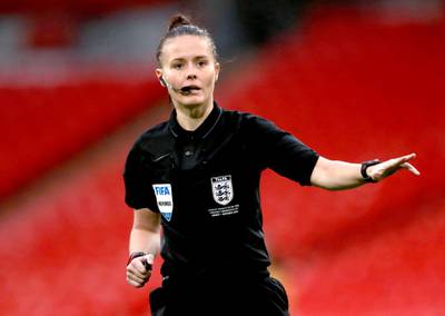 File photo dated 01-11-2020 of Referee Rebecca Welch during the Women's FA Cup Final at Wembley Stadium, London. Issue date: Tuesday March 30, 2021. PA Photo. Rebecca Welch is the first female referee to be appointed to take charge of an English Football League game as she is set to officiate the League Two game between Harrogate and Port Vale on Easter Monday. See PA story SOCCER EFL Referee. Photo credit should read Adam Davy/PA Wire.