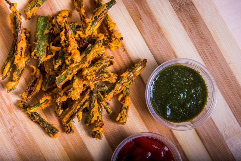Sliders aside, the restaurant serves dishes such as masala fries, cheesy poppers and, seen here, kurkuri bhindi (fried okra). Courtesy O'Pao