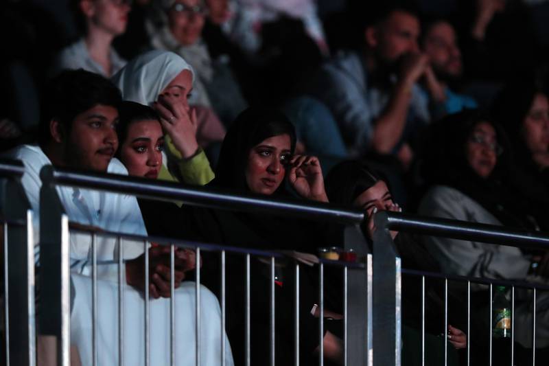 Dubai, United Arab Emirates - Reporter: Patrick Ryan: People watch the Arab Hope Makers initiative at the Coca Cola Arena. Thursday, February 20th, 2020. Coca Cola Arena, Dubai. Chris Whiteoak / The National
