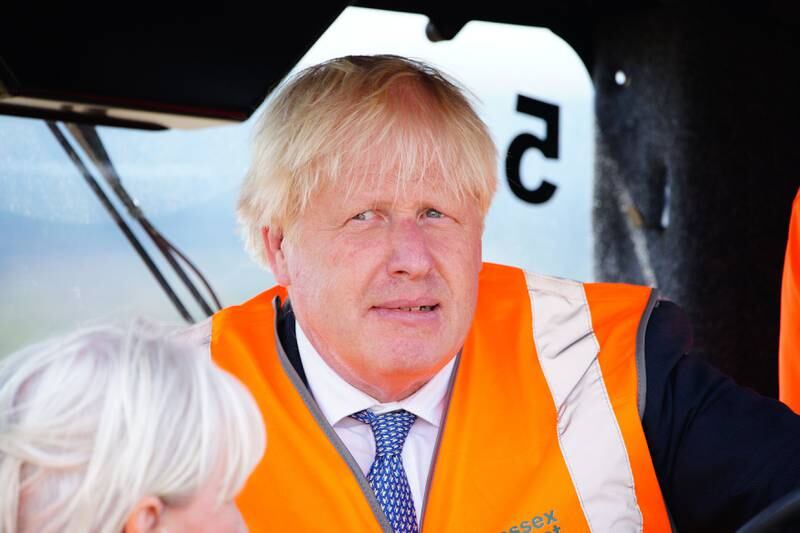 UK Prime Minister Boris Johnson during a visit to Henbury Farm in north Dorset, where he failed to rule out a comeback. Getty Images