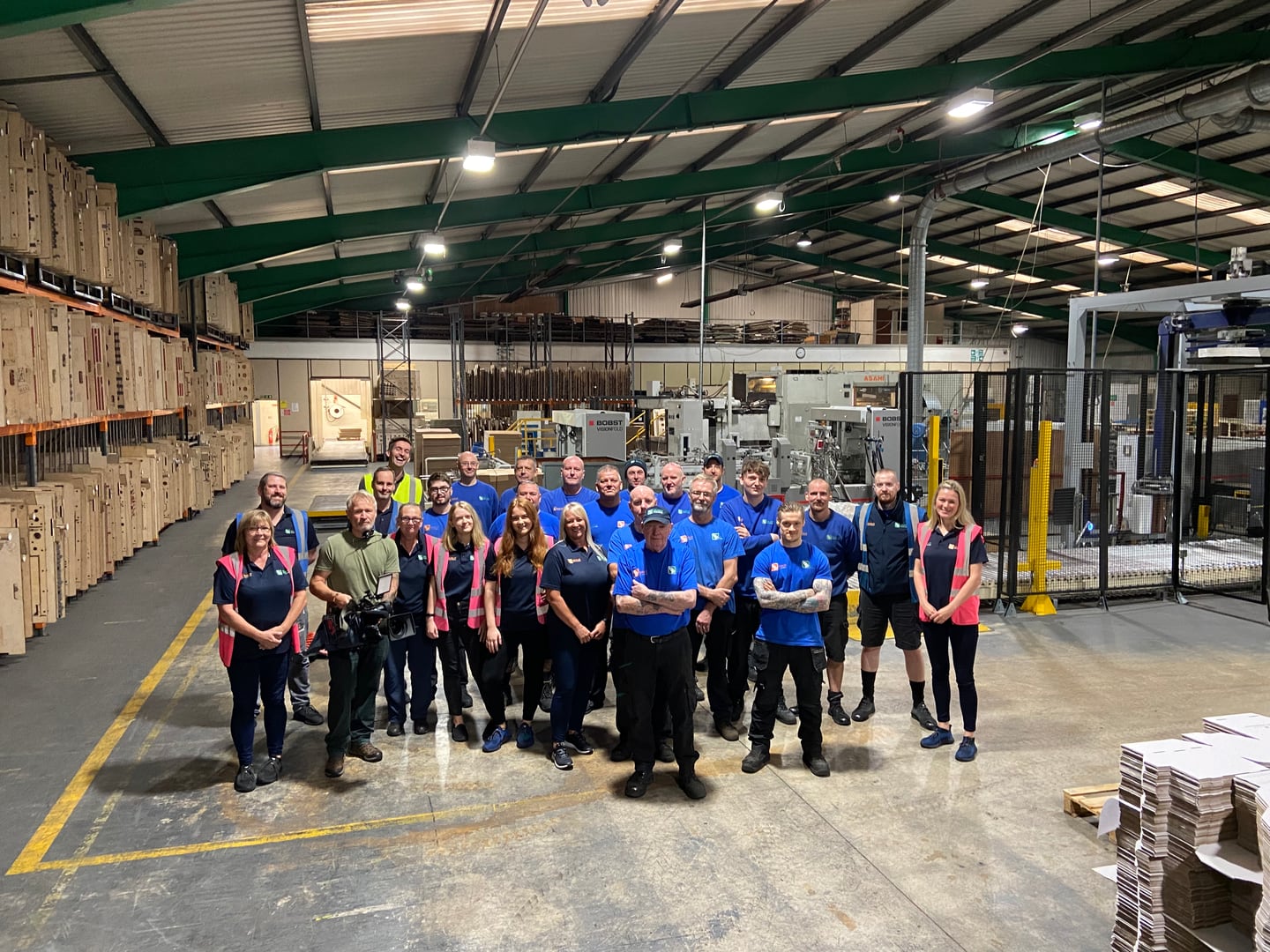 The Belmont Packaging team on the factory floor. Staff now finish for the weekend on Thursday. Photo: Belmont Packaging