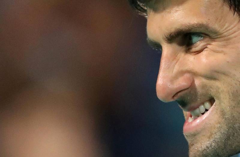 Novak Djokovic reacts after being beaten in the first set 6-4. Suhaib Salem / Reuters