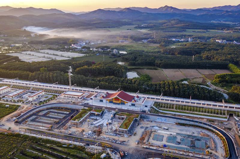 Ganlanba station on the China-Laos railway, in Yunnan Province. China's passenger express train to Laos is part of its Belt and Road Initiative. AP
