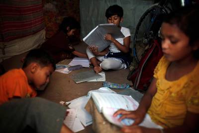 Rohingya children study in Kathmandu. Niranjan Shrestha / AP Photo