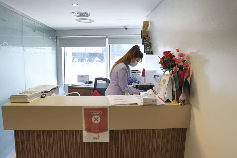 DUBAI, UNITED ARAB EMIRATES , April 26– 2020 :- Mariana Siritanu , Director of Nursing (Group), MBA Health Care Administration working at the Prime Hospital on airport road in Al Garhoud in Dubai . (Pawan Singh / The National) For News/Standalone/Online/Instagram/Stock.  Story by Nick Webster