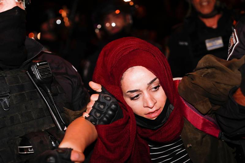 Israeli police arrest a Palestinian demonstrator during a protest in support of Palestinian families that face eviction from their homes at Sheikh Jarrah neighbourhood, near Damascus gate in Jerusalem. EPA