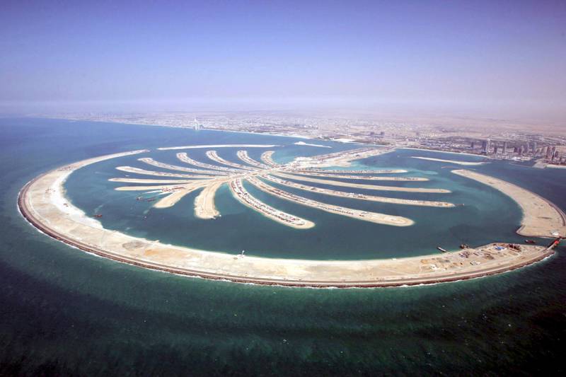 Palm Jumeirah, pictured here, was one of the UAE's flagship property projects in the early 2000s. EPA