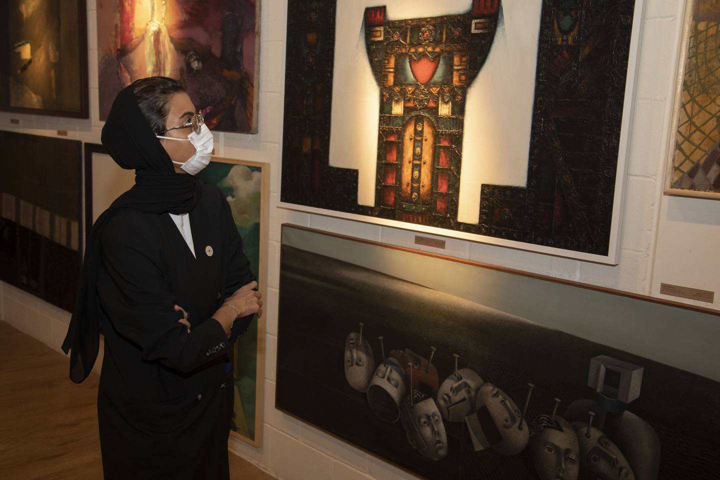 Noura Al Kaabi, Minister for Culture and Youth, at the Kosovo pavilion. Photo: Ministry of Culture and Youth