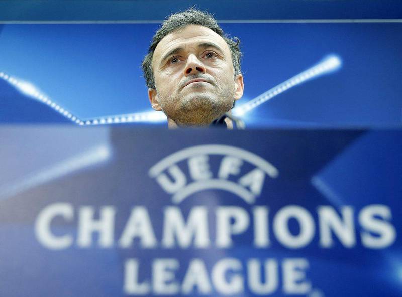 Head coach of FC Barcelona Luis Enrique during a press conference at the team's Joan Gamper sports complex in Barcelona, northeastern Spain, 15 March 2016. FC Barcelona will face Arsenal FC in a UEFA Champions League's round of 16 second leg match on 16 March. EPA/ANDREU DALMAU