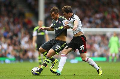 Left-back Fernando Amorebieta, right, was in fine form as Fulham finally ended their wait for a win. Paul Gilham / Getty Images