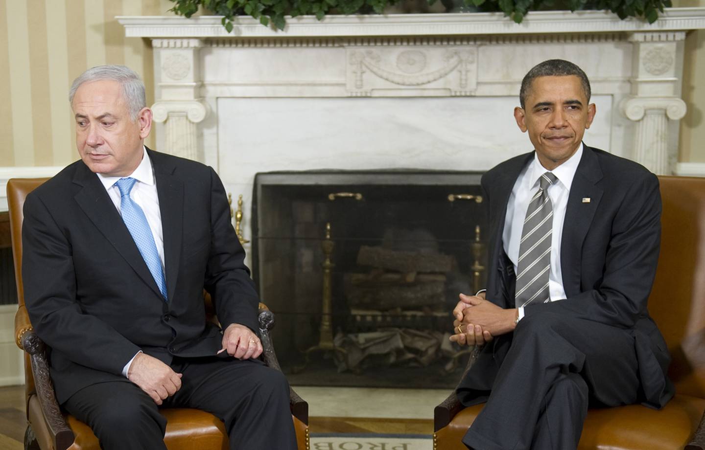 Relations between former Israeli prime minister Benjamin Netanyahu and former US president Barack Obama, pictured together in the Oval Office in 2011, were not particularly warm. AFP 