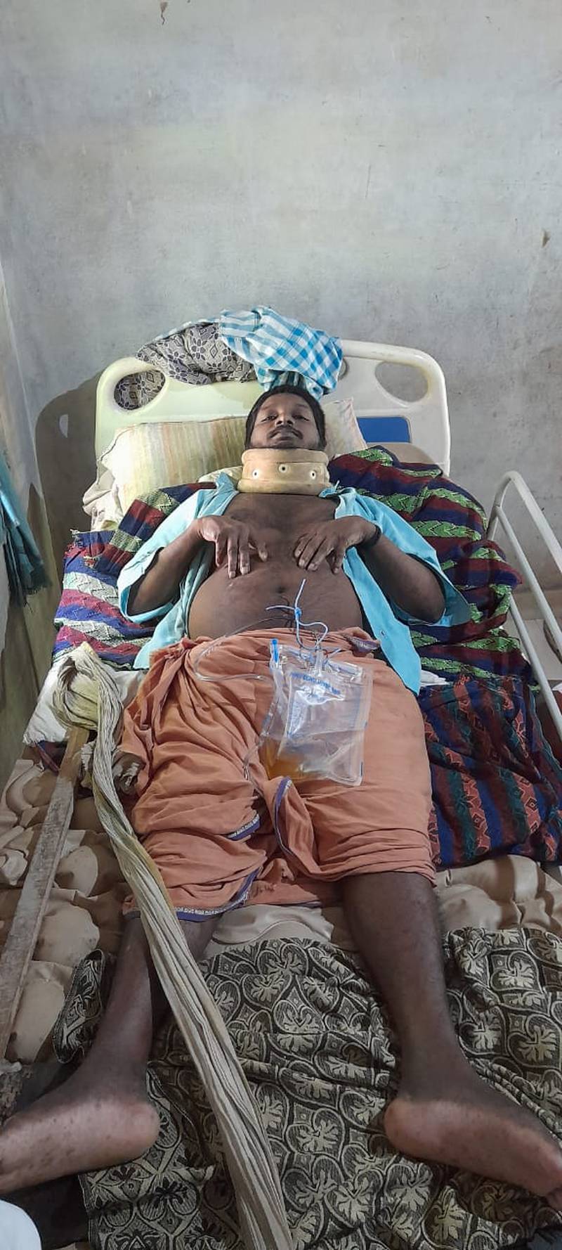 Radhakrishnan, a mahout, suffered numerous injuries and is still bed-ridden after an elephant attack two years ago. Photo: Radhakrishnan family