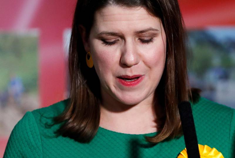 Liberal Democrats candidate Jo Swinson speaks after losing her seat in East Dunbartonshire constituency, at a counting centre for Britain's general election in Bishopbriggs, Britain December 13, 2019.  REUTERS/Gonzalo Fuentes     TPX IMAGES OF THE DAY