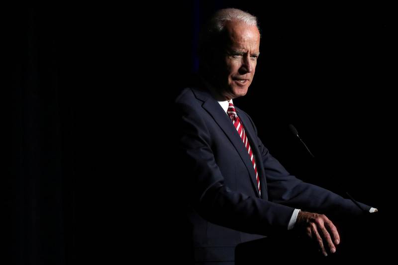 FILE PHOTO: U.S. former Vice President Joe Biden delivers remarks at the First State Democratic Dinner in Dover, Delaware, U.S. March 16, 2019.  REUTERS/Jonathan Ernst/File Photo