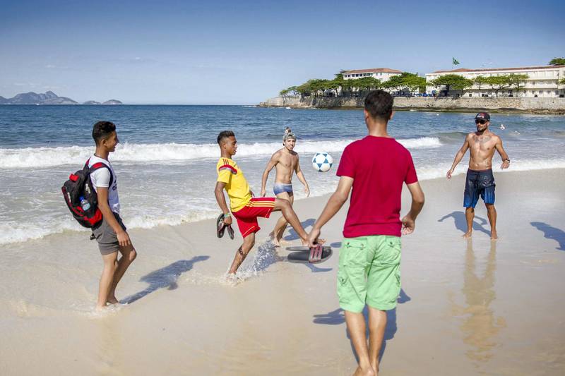 Messing about with their teammates on the beach. Courtesy Viva Rio