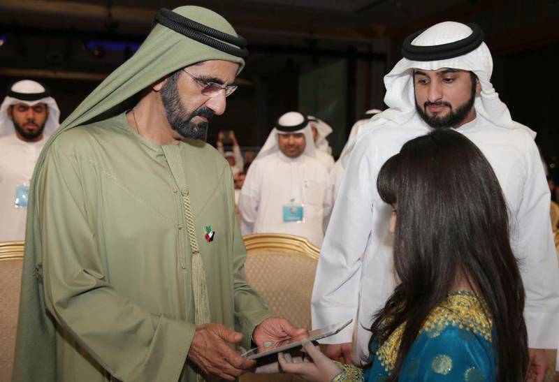 Sheikh Mohammed bin Rashid, Vice President and Ruler of Dubai, inaugurates the Knowledge Summit in 2015, where the Global Knowledge Index is published. Courtesy: Wam  