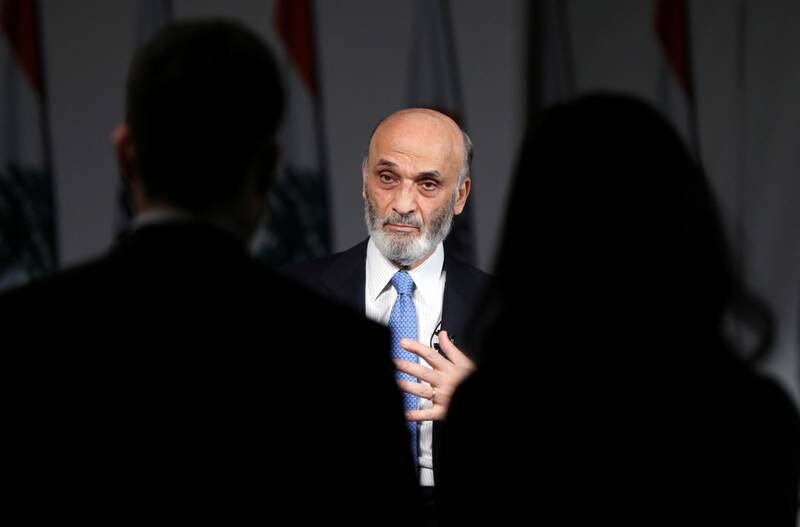 Samir Geagea, leader of the Lebanese Forces, gives an interview from his residence in Maarab, Lebanon, on November 29. Reuters