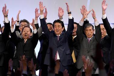 Shinzo Abe's second stint as Japanese prime minister began in December 2012. Toshifumi Kitamura / AFP