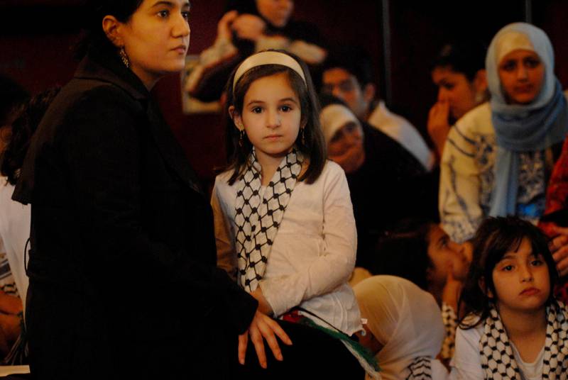 Children prepare to commemorate Al-Nakbah or 'the catastrophe' in Bay Ridge Brooklyn. Only a small number of Palestinians travelled to America after the Nakhba of 1948. The largest waves of immigrates arrived after 1965 when students and professionals left homes in the West bank and Jerusalem. Roughly six per cent of Arab Americans identified Palestinian heritage in a 2000 survey.Financial planner Ehab Darwish, 33, was born in the US and lives with his wife in New York City. 