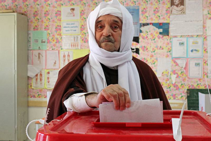 A voter casts his ballot in Kasserine. AFP