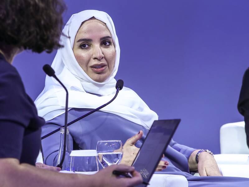 Fatema Al Nuaimi, chief executive of Adnoc LNG, during a strategic panel discussion at Adipec. Victor Besa / The National