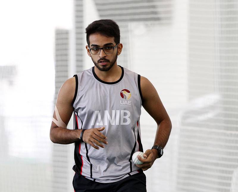 Dubai, August, 06, 2018:  UAE National team player Rahul Bhatia trains ahead of the Asia Cup Qualifier later this month  at the ICC Academy in Dubai. Satish Kumar for the National/ Story by Paul Radley