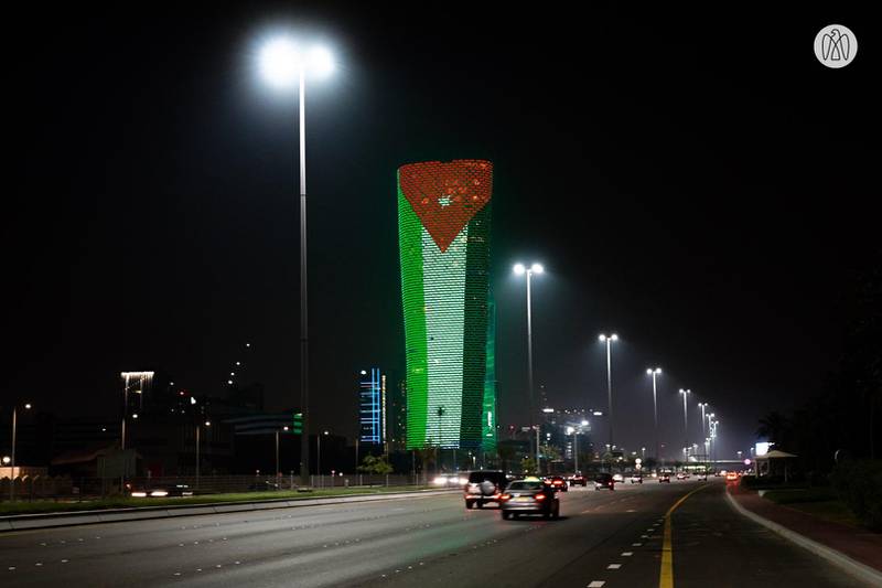 8Abu Dhabi lights up its iconic landmarks with the colours of the Jordanian flag in celebration of the 75th anniversary of the Hashemite Kingdom of Jordan’s Independence. Abu Dhabi media office 
