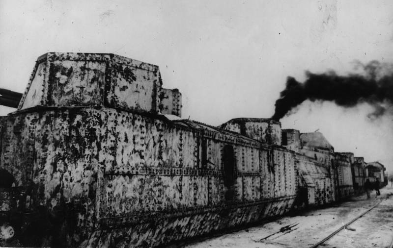 Circa 1942: a Russian armoured train proceeds to the front line. All photos: Getty Images