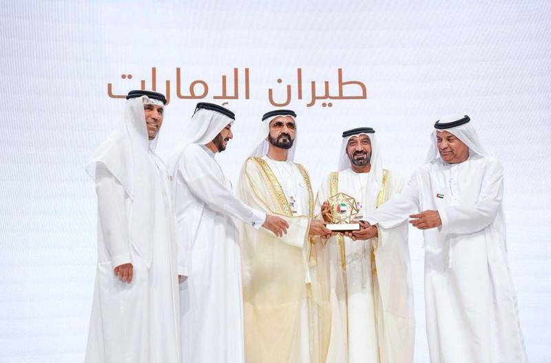 Sheikh Mohammed hands out a Pride of Zayed award for a company or institution that the UAE's Founding Father would most likely be proud of today. Courtesy Dubai Media Office