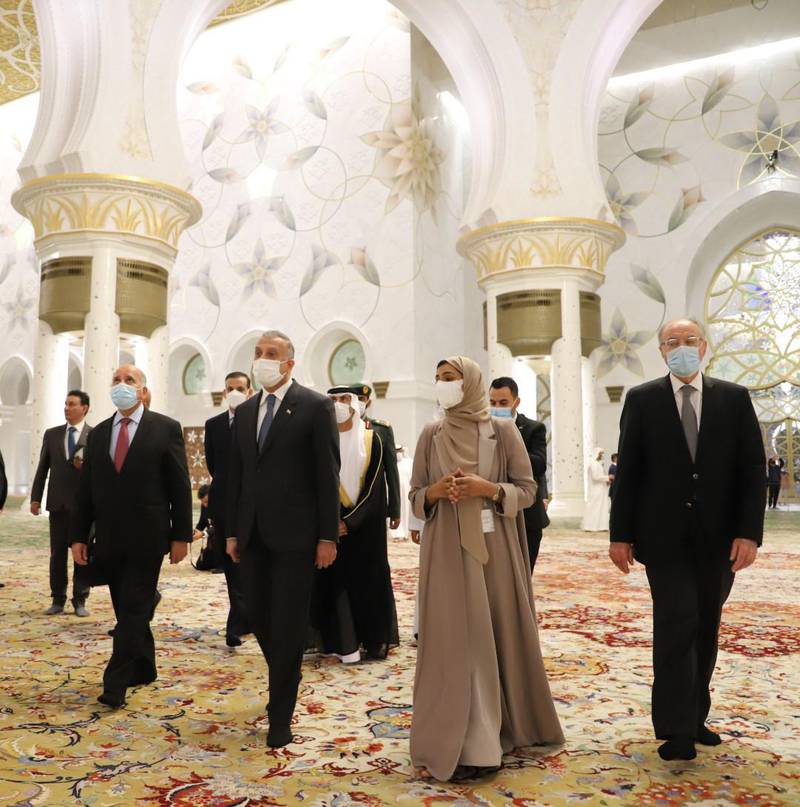 Mustafa Al Kadhimi, Prime Minister of Iraq visits Sheikh Zayed Grand Mosque. WAM
