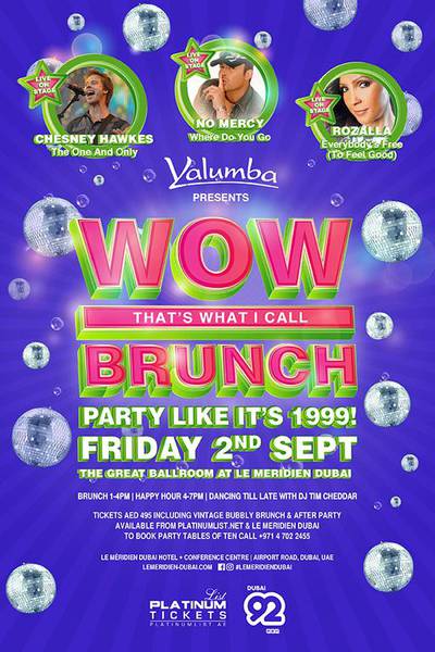 The Wow That’s What I Call Brunch! event will include musicians Chesney Hawkes, No Mercy and Rozalla. Courtesy Yalumba