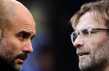 Pep Guardiola's Manchester City and Liverpool's Jurgen Klopp are in a duel for the Premier League title. Getty