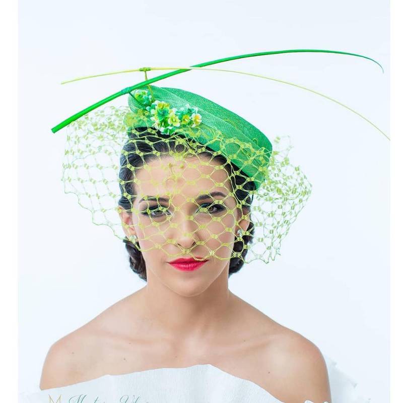 Green hat with veiling, price on request, via goshopia_official on Instagram. Photo: Instagram / goshopia_official