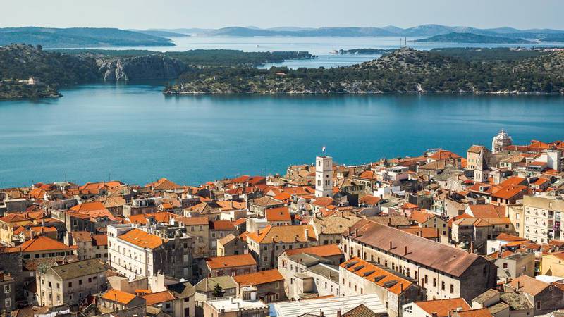 Sibenik’s old town as seen from Barone fortress. The Croatian town, on the Dalmatian Coast, boasts a Unesco-protected cathedral. Alamy