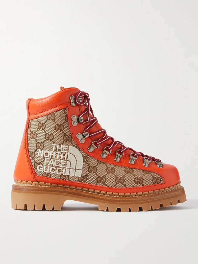 The North Face X Gucci hiking boots.