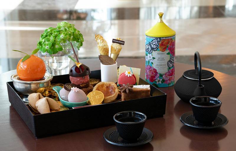 A Chinese-style afternoon tea at Waldorf Astoria Dubai Palm Jumeirah. Supplied 
