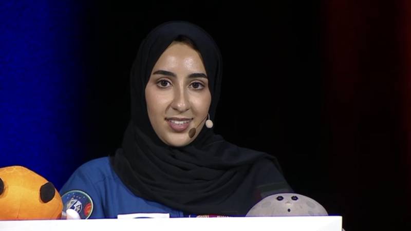 Nora Al Matrooshi, the first Arab female astronaut, speaks about her experience of being selected. Photo: Expo 2020 Dubai