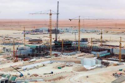 Construction continues at the site of the UAE’s first nuclear-power plant at Barakah in the Western Region. Photo courtesy Emirates Nuclear Energy Corporation