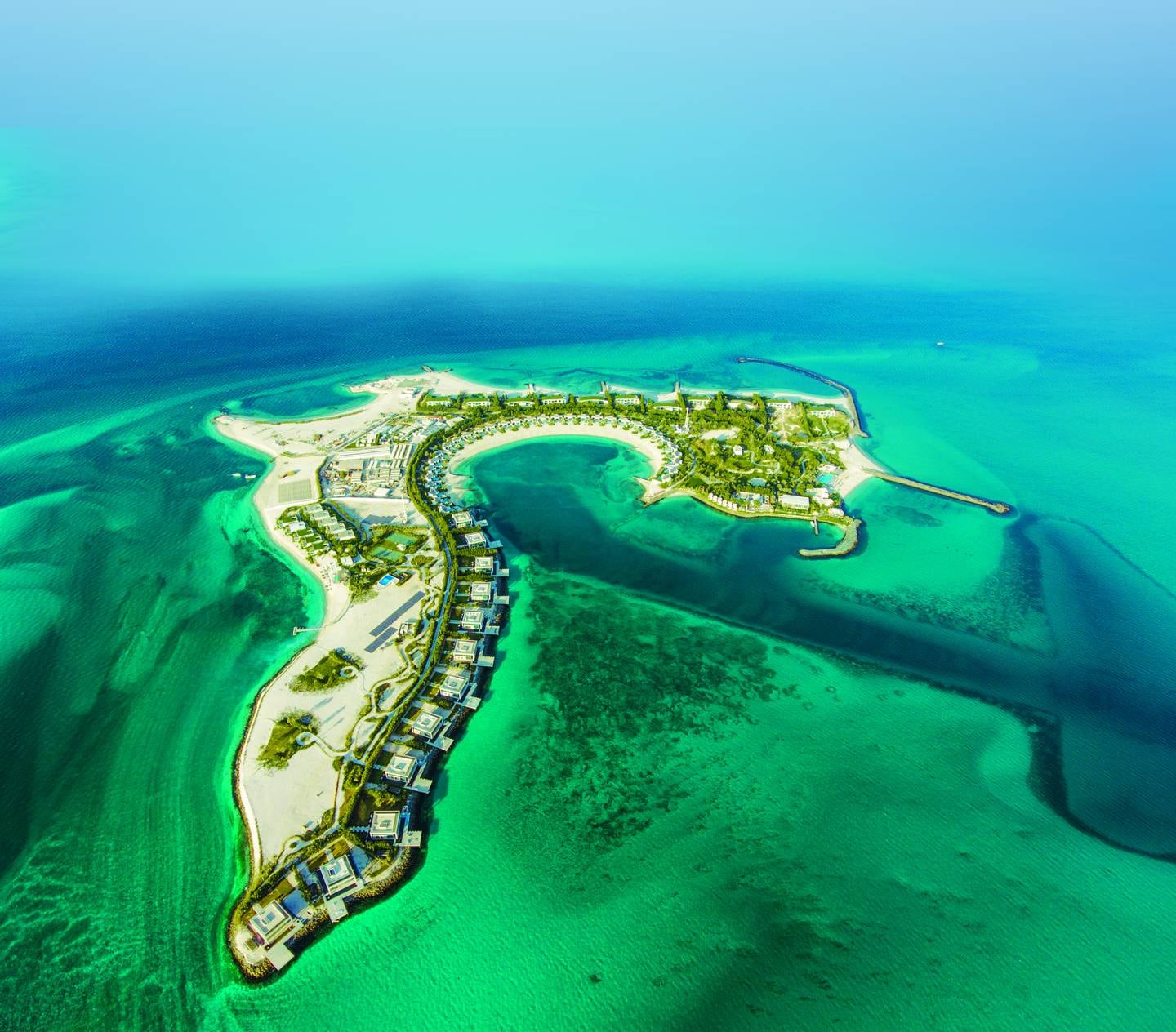 An aerial view of Nurai Island, which is 2km off the coast of Saadiyat Island. Courtesy Aldar