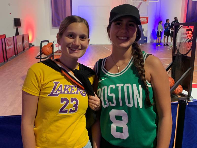 Karen Cano, left, and Luciana Redi are from Argentina. They visited the NBA District at Manarat Al Saadiyat, Abu Dhabi. Evelyn Lau / The National