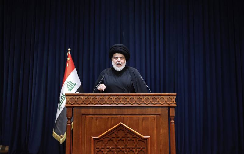 Moqtada Al Sadr has been calling for early elections, which is a critical demand for him and his supporters who have called for the dissolution of Parliament. AP